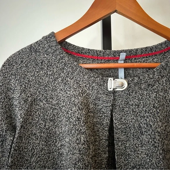 Cop.Copine Virgin Wool Cross Cape Sweater Poncho Arm Slit Minimalist Gray Size S - Picture 2 of 8